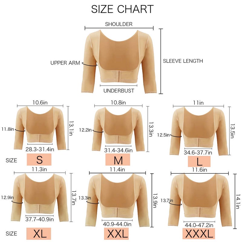 woahee Women's Arm Shaper Plus Size Arm Faja Compression Sleeve Garment Post Surgical Arm Shapewear Nude Medium - Image 4